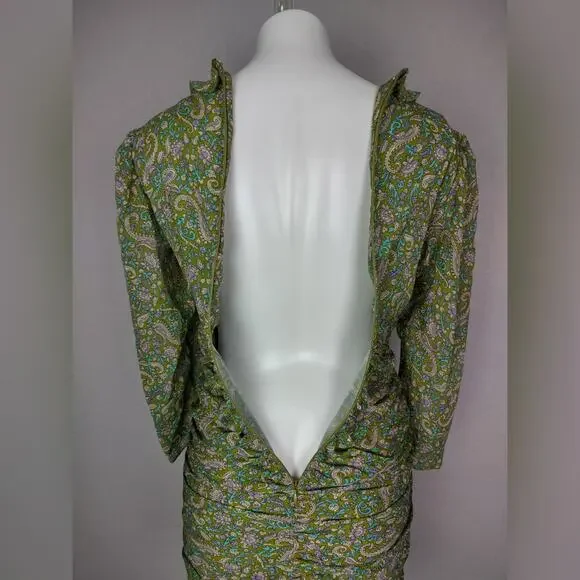 VERONICA BEARD Shala Ruched Paisley Ruffle Dress Size 4 - Picture 10 of 16